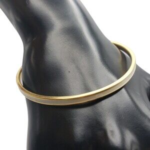 Vintage Monet Cream Enamel Gold Tone Delicate Thin Bangle Bracelet